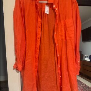 GAP Men's Vibrant Orange Casual Shirt